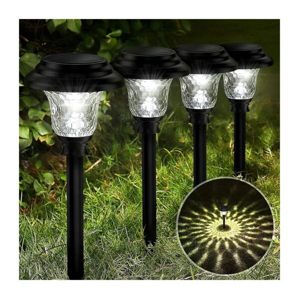 High Capacity Battery Life Glass Solar Pathway Lights 8 Pack for Yard