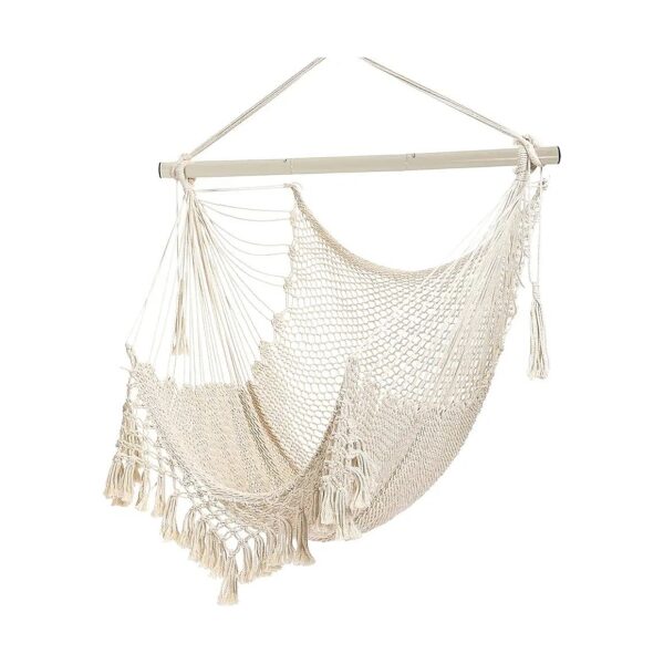 High Load-Bearing Metal Rod and Soft Cotton Rope Hammock Chair for Indoor Outdoor Use