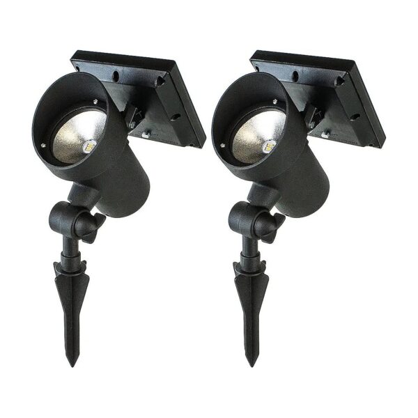 High Performance Solar LED Spotlights Weatherproof Metal Construction 2-Pack