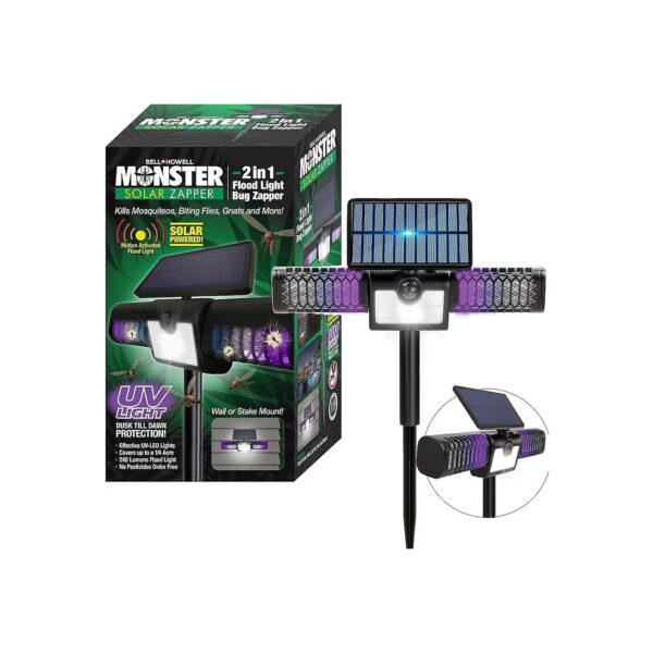 High Powered Solar Flood Light Mosquito Zapper, 1200V Electric Pest Control System