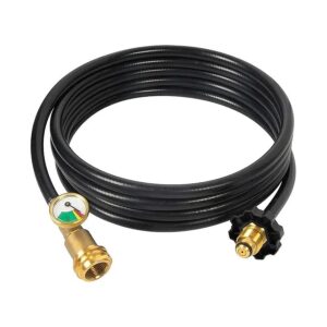 High Quality 12 Foot Propane Extension Hose with Gauge for LPG Tank, POL Connection