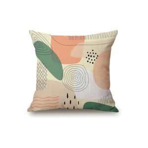 High Quality Cotton Linen Pillow Covers Print Abstract Green Pink Farmhouse Style