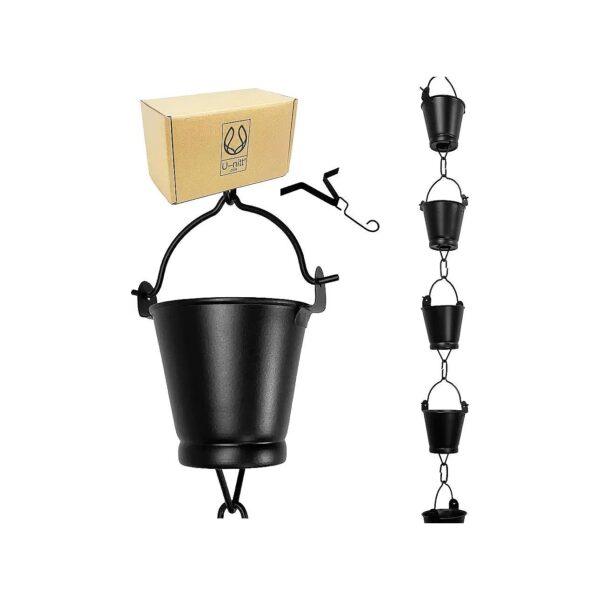 High Quality Rain Chain with Farmhouse Bucket Cups and 5 FT Long Construction