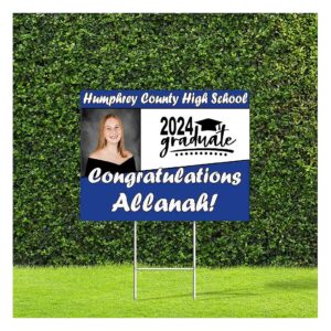 High School Graduation Yard Decoration with Blue Vinyl and Stake