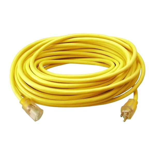 High Visibility Yellow Extension Cord for Heavy Duty Commercial Power Needs 50 Feet