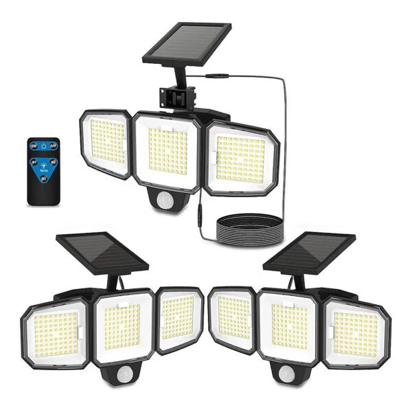 High-Brightness Solar Powered Motion Sensor Flood Light With Remote Control 3 Modes