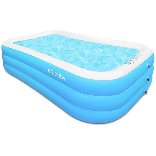 High-Capacity Inflatable Pool with 3 Air Chambers, Safe and Stable for Kids and Adults