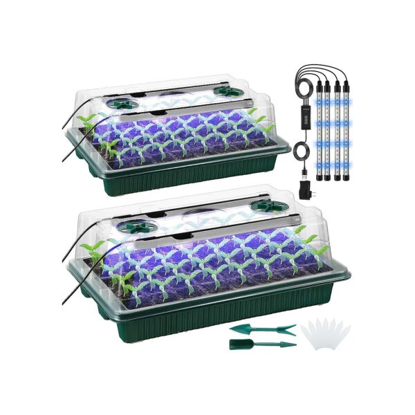 High-Capacity Seedling Starter Kit with 4 LED Grow Lights and Smart Timer