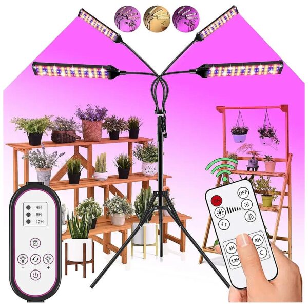 High-Efficiency 300W LED Grow Light for Indoor Plants, 420 LEDs, Adjustable Gooseneck