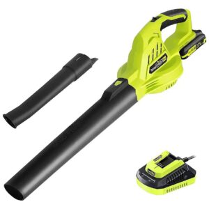 High-Efficiency Cordless Leaf Blower with 0Ah Li-ion Battery and Silicone Non-Slip Grip