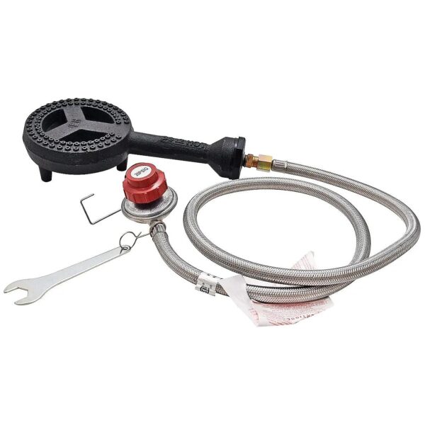 High-Heat Cast-Iron Propane Burner Head up to 65000 BTUs with Adjustable Regulator