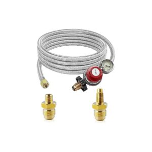 High-Pressure Propane Regulator with Soft-Nose Male POL Valve and 2 Pipe Fittings