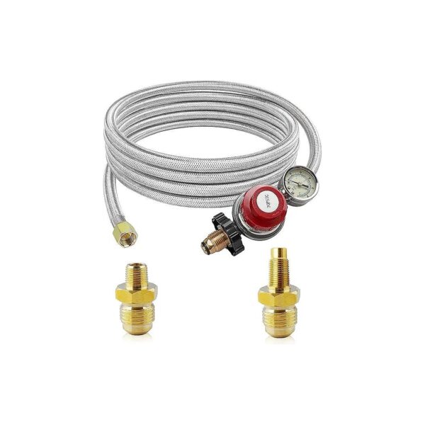 High-Pressure Propane Regulator with Soft-Nose Male POL Valve and 2 Pipe Fittings