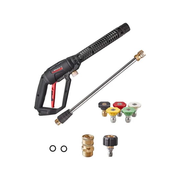 High-Pressure Washer Gun with Extension Wand and Nozzle Tips for Cleaning of Large Areas