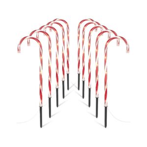 High-Quality 28-Inch Candy Cane Pathway Lights with Stakes for Christmas Decorations