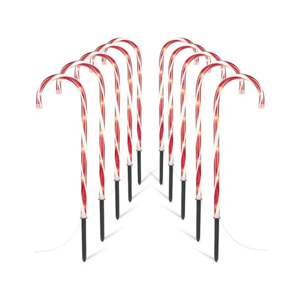 High-Quality 28-Inch Candy Cane Pathway Lights with Stakes for Christmas Decorations