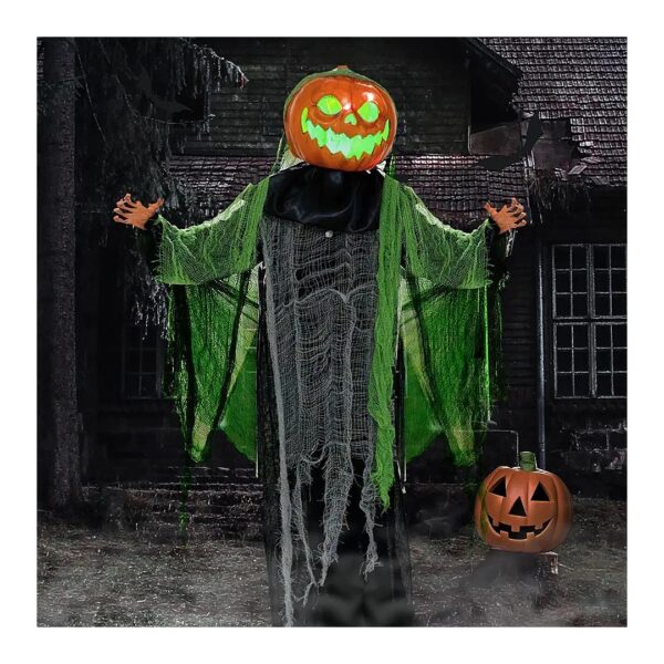 High-Quality 6 FT Tall Lighted Halloween Ghost Pumpkin with Motion-Accelerated Sounds