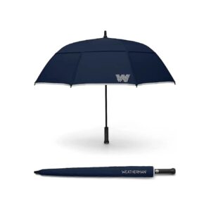 High-Quality Navy Blue Stick Umbrella Resists 55 MPH Winds and Heavy Rain