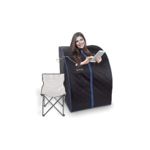 Home Spa Package with Infrared Sauna, Heating Foot Pad, and Foldable Chair