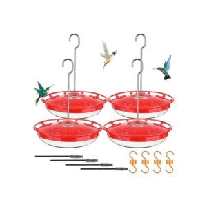 Hummingbird Feeder Kit for Outdoor Hanging with 5 Feeding Ports and Stainless Steel Hooks