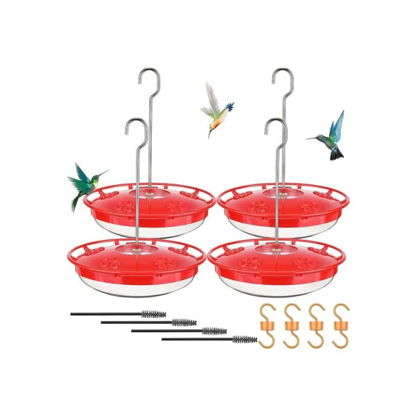 Hummingbird Feeder Kit for Outdoor Hanging with 5 Feeding Ports and Stainless Steel Hooks