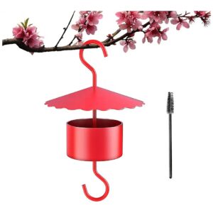 Hummingbird Nectar Feeder Ant Moat with Efficient Umbrella Cover and Metal Hooks