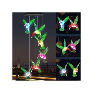 Hummingbird Wind Chime with Solar Powered LED Lights and Color Changing Effects