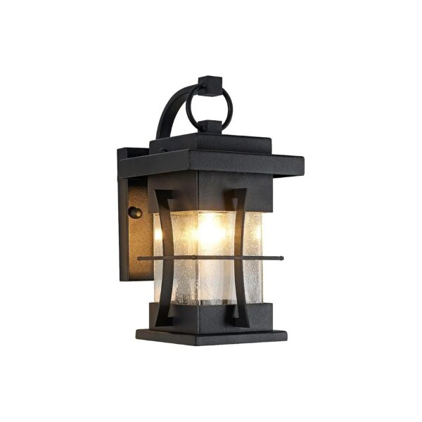 IP65 Waterproof Black Metal Outdoor Wall Sconce with Clear Seeded Glass Exterior Lighting