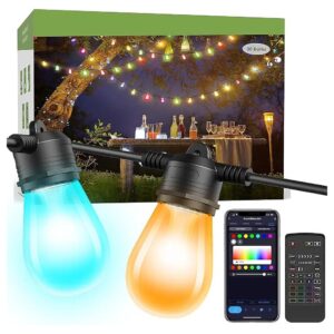 IP65 Waterproof Outdoor String Lights with Dimmable RGB IC Bulbs