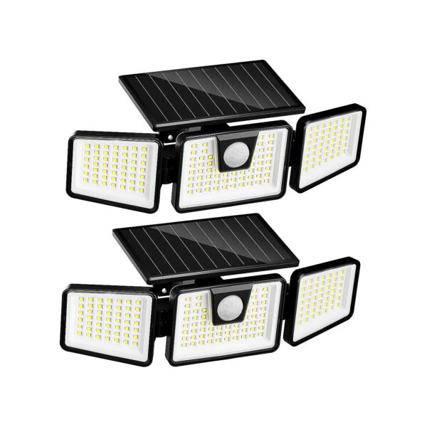 IP65 Waterproof Solar Lights for Outside 3 Heads Security 2 Pack