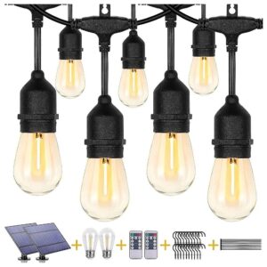 IP65 Waterproof Solar Outdoor String Lights with 30+ Shatterproof Bulbs and USB Port