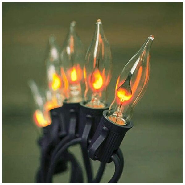 Incandescent Flicker Flame Lights with 10 CA5 Bulbs for Halloween Party Decorations