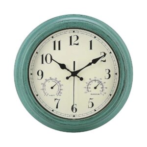 Inch Analog Wall Clock with Silent Sweep Seconds and Built-In Thermometer Hygrometer