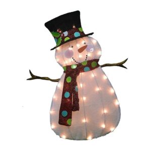 Inch Pre-Lit Candy Cane Lane Snowman Christmas Yard Decoration with Colorful Fabric