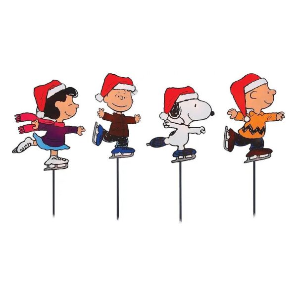 Inch Pre-Lit Peanuts Skating Gang Christmas Pathway Markers with Durable Construction