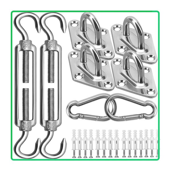 Inch Rectangle and Triangle Shade Sail Hardware Kit for Patio and Garden Shade Sails