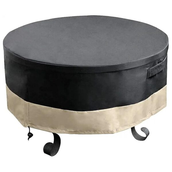 Inch Round Fire Pit Cover with Waterproof Design, Adjustable Drawstring, and Soft Fabric