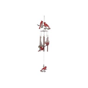 Inch Wide Wind Chime with Red Cardinals and Metal Chime Bars