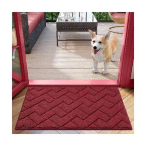 Indoor Floor Mats for Entryway Washable Low Profile Non Slip Red