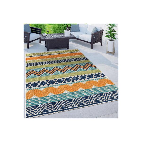 Indoor Outdoor Area Rug for Patio Deck Backyard Living Room Bedroom 5x7 Multi