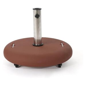 Indoor Outdoor Concrete Round Base with Steel Umbrella Holder for Red Umbrella