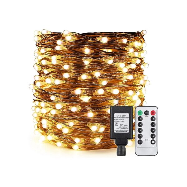 Indoor Outdoor Copper Wire String Lights with 500 LEDs 8 Flashing Modes and Timer