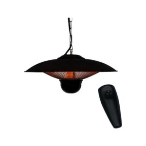 Indoor Outdoor Electric Ceiling Heater with LED Light and Remote Control Black