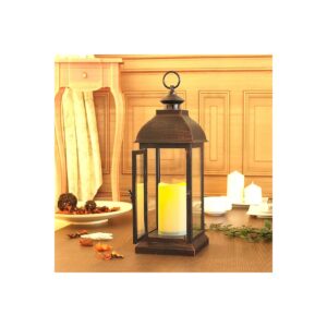 Indoor Outdoor Lantern with Flameless LED Candle and Timer Function