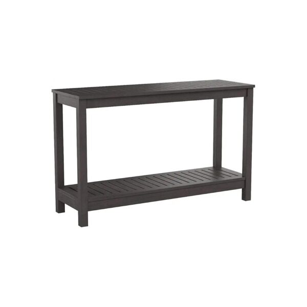 Indoor Outdoor Solid Wood Console Table with Dark Grey Finish