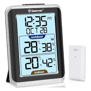 Indoor Outdoor Temperature Gauge Hygrometer with Remote Sensor and Backlit Display