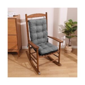 Indoor/Outdoor Rocking Chair Padded Seat and Back Cushion Set with Dark Grey Fabric