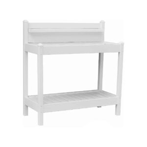 Indoor-Outdoor White Plastic Potting Bench with Removable Work Table