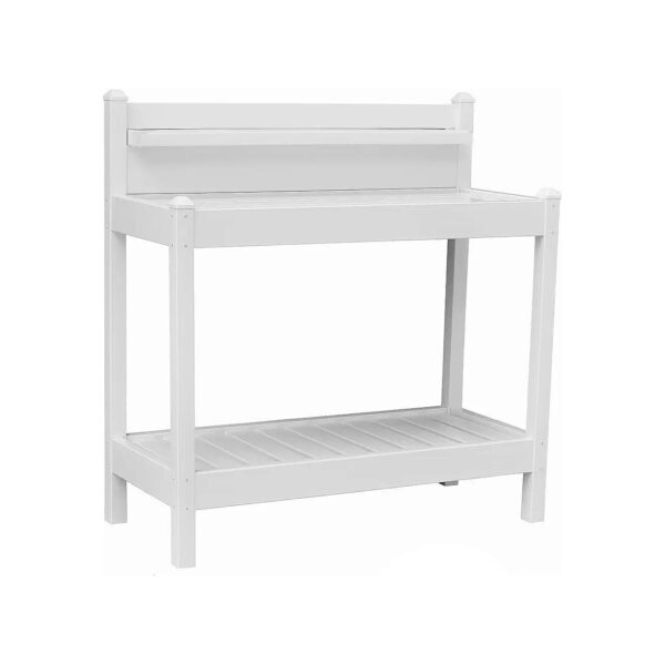 Indoor-Outdoor White Plastic Potting Bench with Removable Work Table