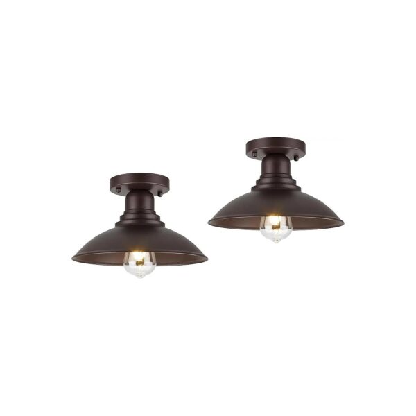 Industrial-Style Oil-Rubbed Bronze Semi Flush Mount Ceiling Light Fixture with E26 Socket